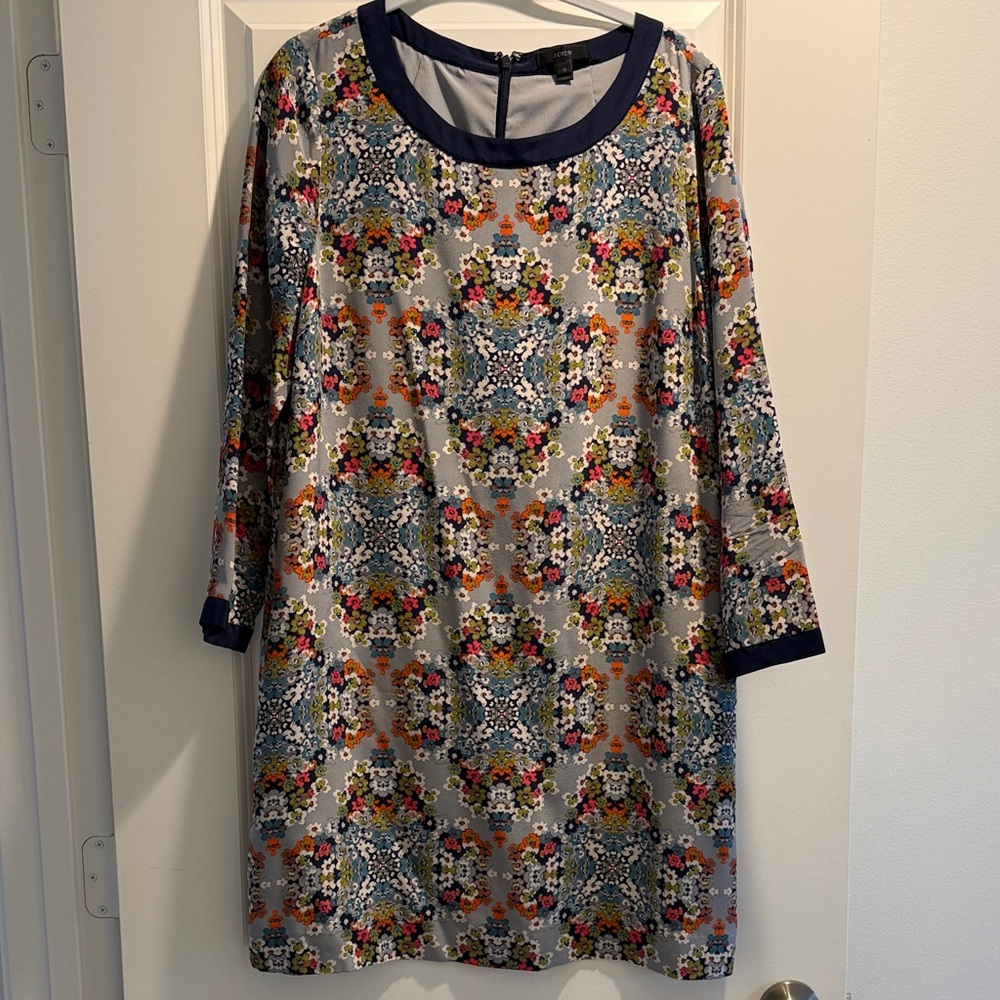 J. Crew Multicolor Long Silk Sleeve Dress